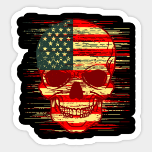 Skull America Glitch Sticker